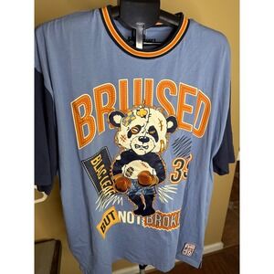 Blac Leaf Bruised But Not Broken Panda Graphic Tee Denim Blue Mens 3XL BLNHS-107